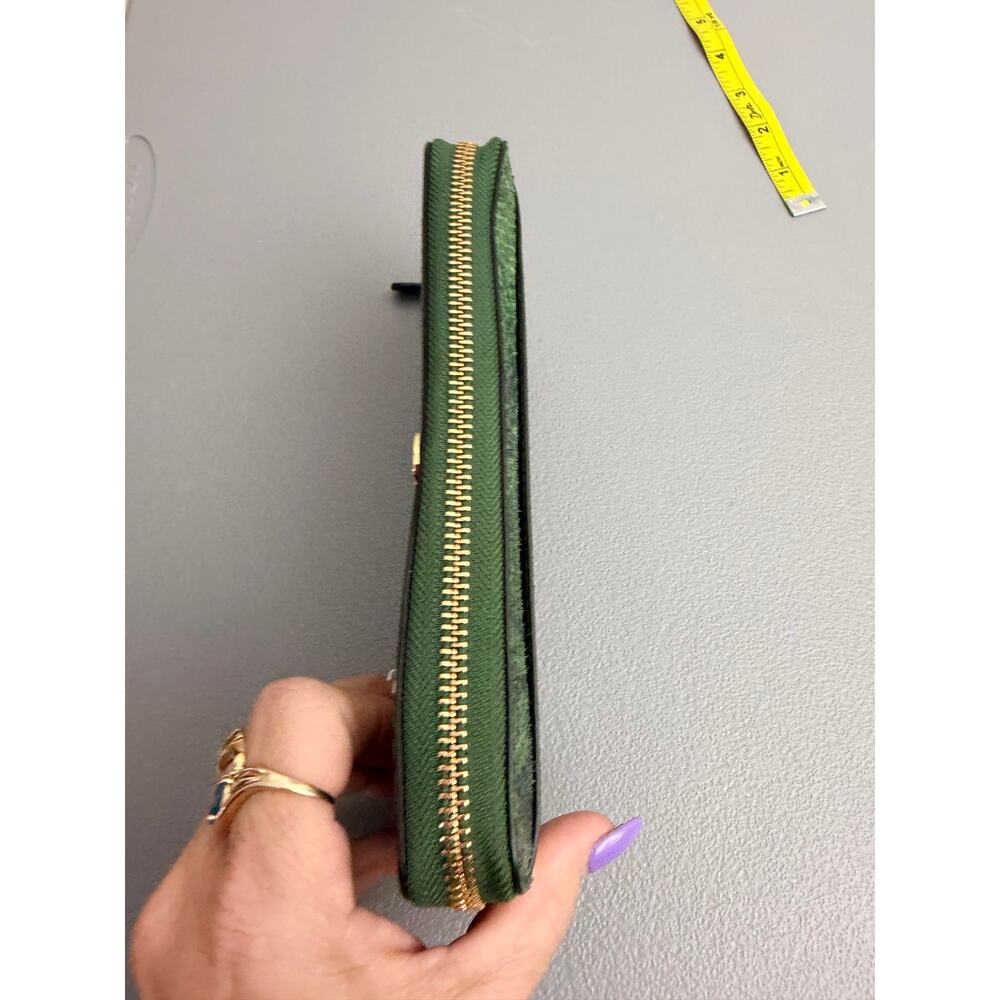 Coach Python Embossed Green Zip Around Leather Wallet - Picture 5 of 8